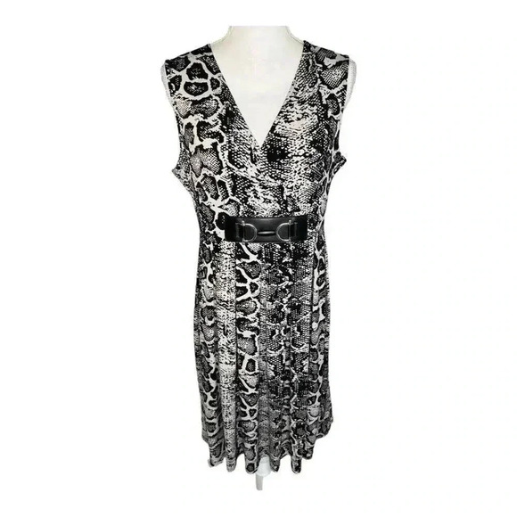 Alfani Women’s Medium Stretchy Snakeskin Patterned Faux Belted Dress - Picture 1 of 4